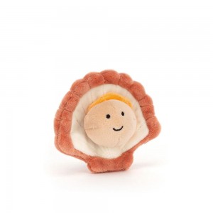 Jellycat Sensational Seafood Scallop 9cm x 11cm x 4cm Amuseables Braun | Deutschland 018-VHQWGF