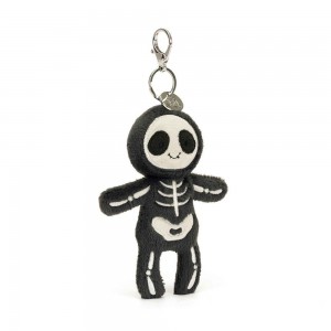 Jellycat Skeleton Bob 20cm x 11cm x 2cm Bag Charm Schwarz | Deutschland 520-YZNEDL