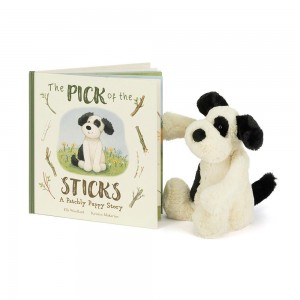 Jellycat The Pick of the Sticks Book and Bashful & Cream Puppy Medium Discover Weiß | Deutschland 285-CDJLSZ