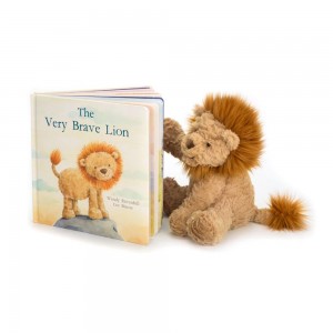 Jellycat The Very Brave Lion Book and Fuddlewuddle Lion Medium Discover Braun | Deutschland 458-GKOTYF