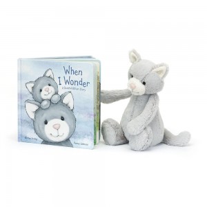 Jellycat When I Wonder Book and Bashful Kitty Medium Discover Grau | Deutschland 697-UGBYKR