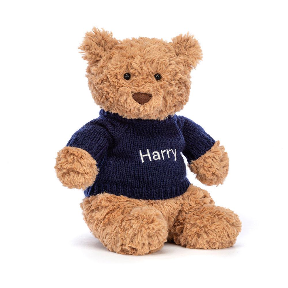 Jellycat Bartholomew Bear with Personalised Navy Jumper 26cm x 12cm x 8cm Baby & Books Braun | Deutschland  706-CQUHXY
