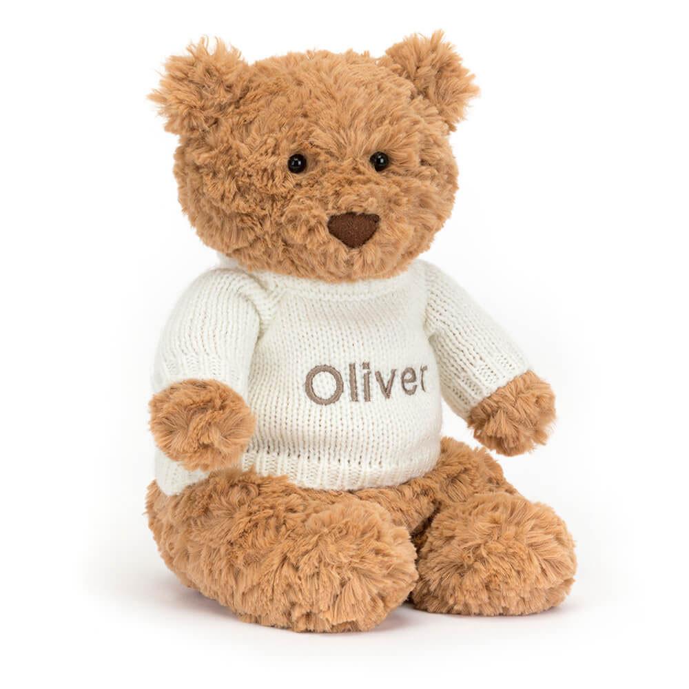 Jellycat Bartholomew Bear with Personalised Cream Jumper 26cm x 12cm x 8cm Baby & Books Braun | Deutschland  507-HQKMVP