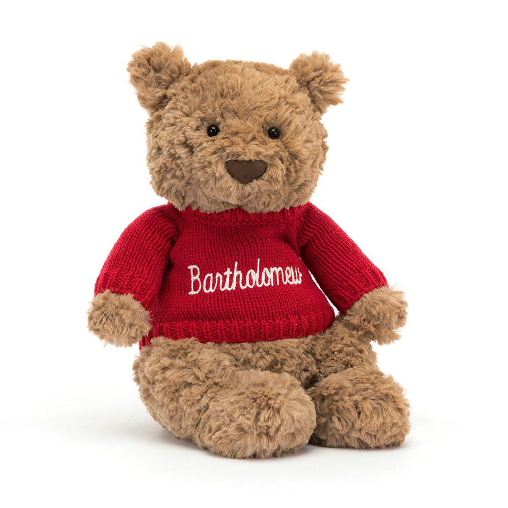 Jellycat Bartholomew Bear with Personalised Jumper 26cm x 12cm x 8cm Baby & Books Braun | Deutschland  321-ZOHRUX