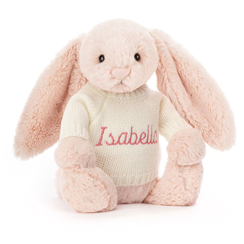 Jellycat Bashful Blush Bunny with Personalised Cream Jumper 31cm x 12cm x 9cm Baby & Books Rosa | Deutschland  673-RVFCSD