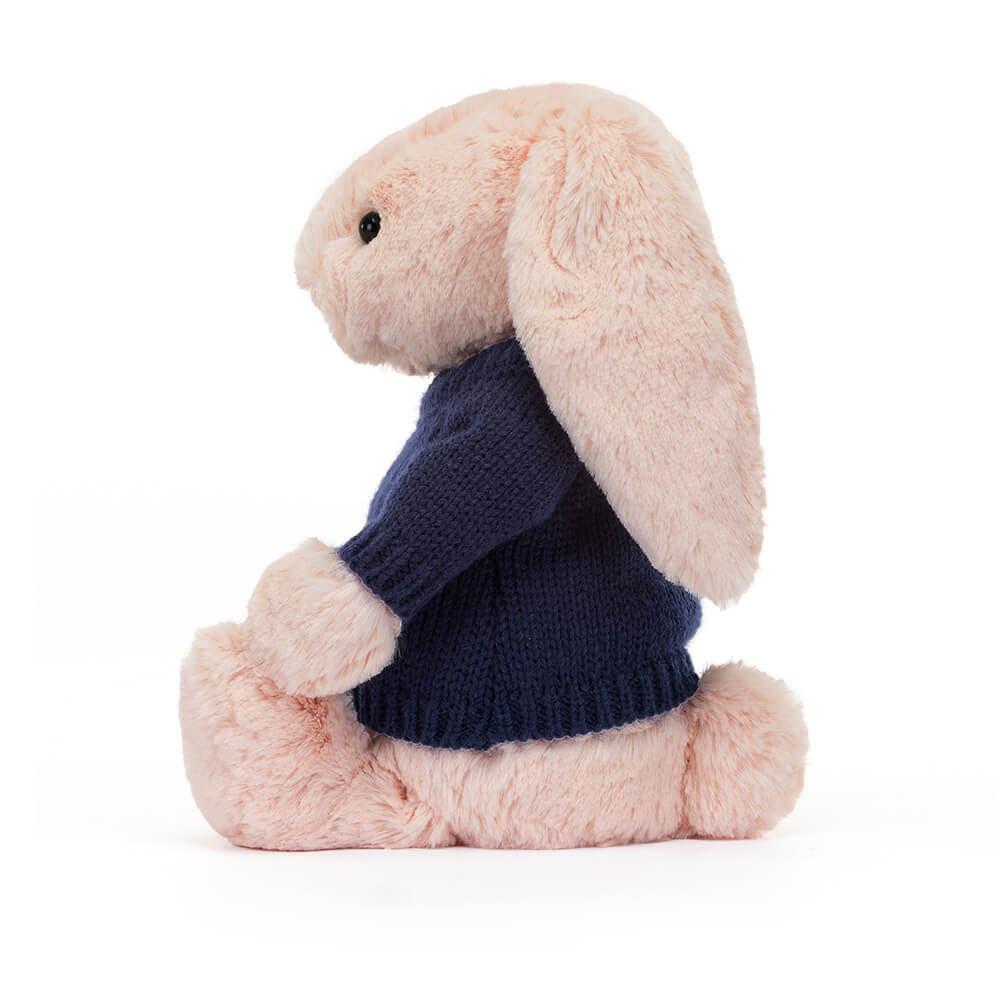 Jellycat Bashful Blush Bunny with Personalised Navy Jumper 31cm x 12cm x 9cm Baby & Books Rosa | Deutschland  857-KFMXPO