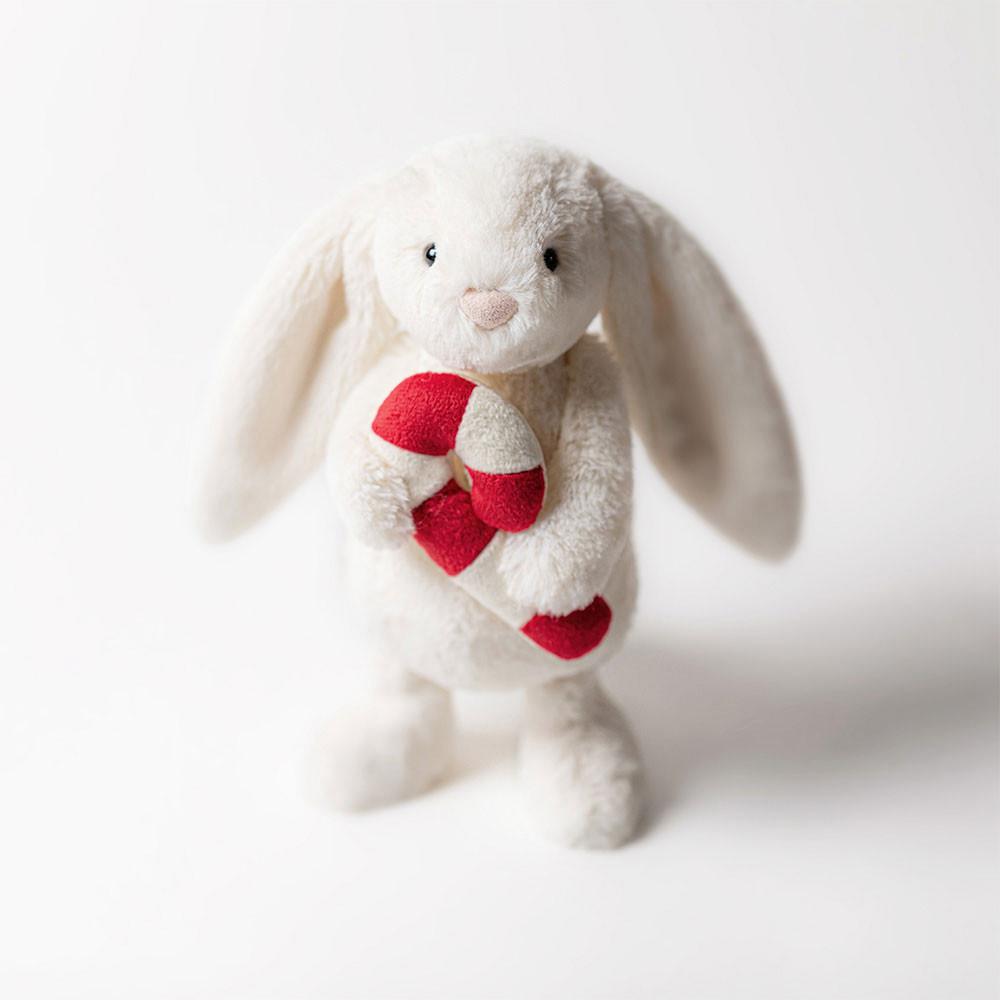 Jellycat Bashful Bunny with Candy Cane 7.1in x 3.5in x 3.1in Animals Weiß | Deutschland  082-SQWPCV