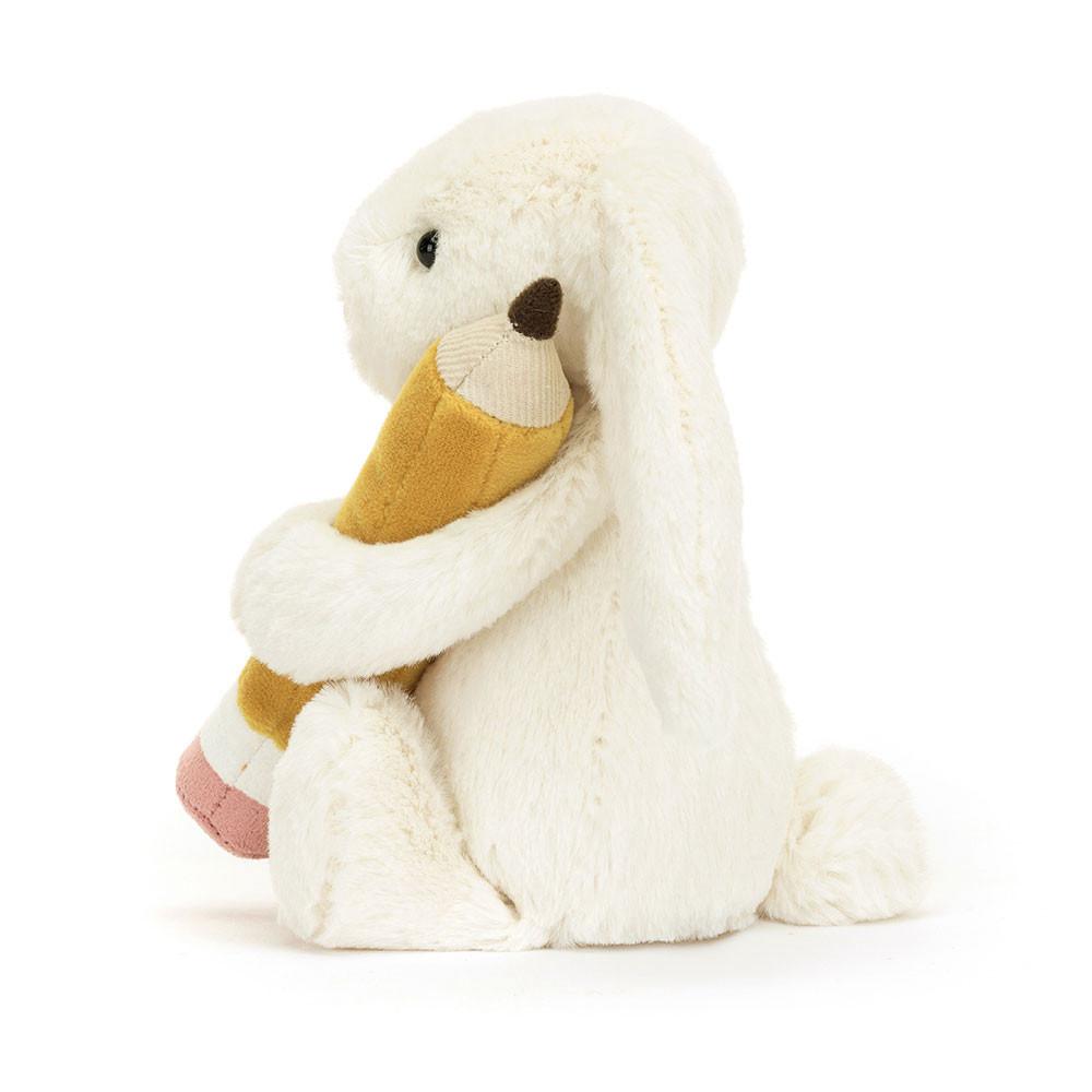 Jellycat Bashful Bunny with Pencil 7.1in x 3.5in x 3.1in Animals Weiß | Deutschland  386-KHQYFO