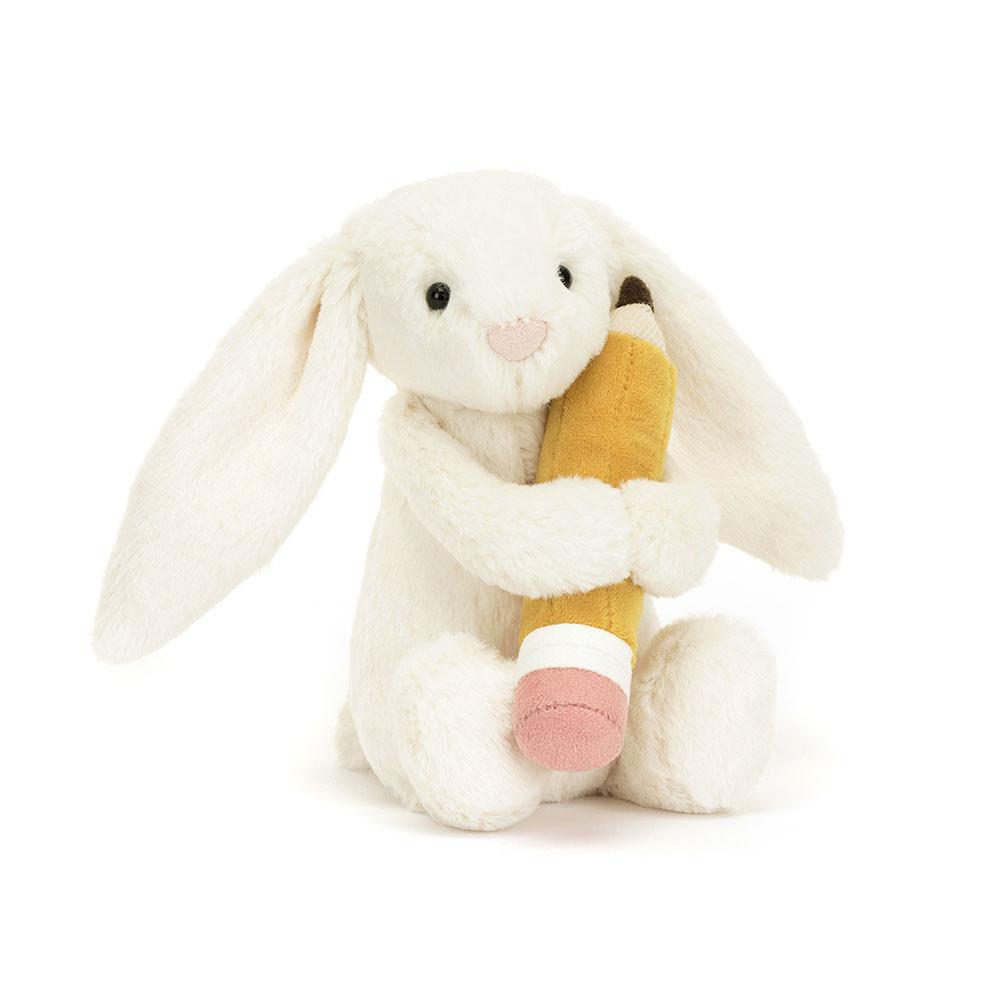 Jellycat Bashful Bunny with Pencil 7.1in x 3.5in x 3.1in Animals Weiß | Deutschland  386-KHQYFO