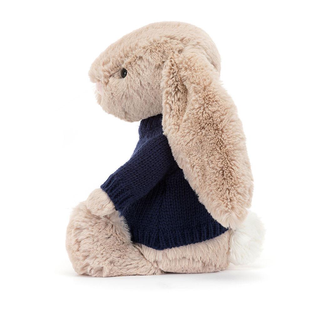 Jellycat Bashful Bunny with Personalised Navy Jumper 31cm x 12cm x 9cm Baby & Books Beige | Deutschland  328-CODVWU