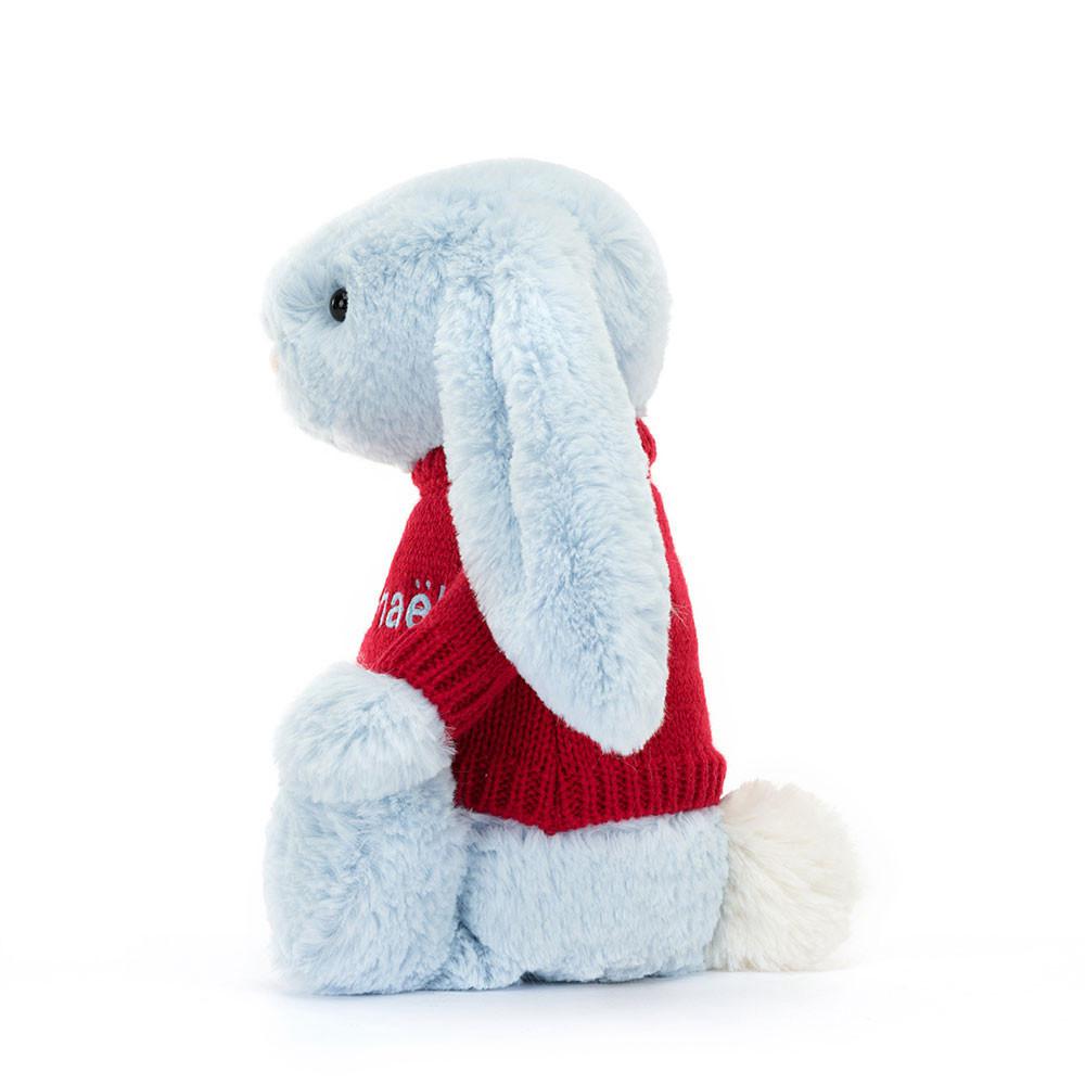 Jellycat Bashful Bunny with Personalised Jumper 31cm x 12cm x 9cm Baby & Books Blau | Deutschland  908-CHJVLD