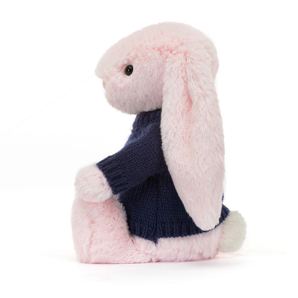 Jellycat Bashful Bunny with Personalised Navy Jumper 31cm x 12cm x 9cm Discover Rosa | Deutschland  570-IVSTXE