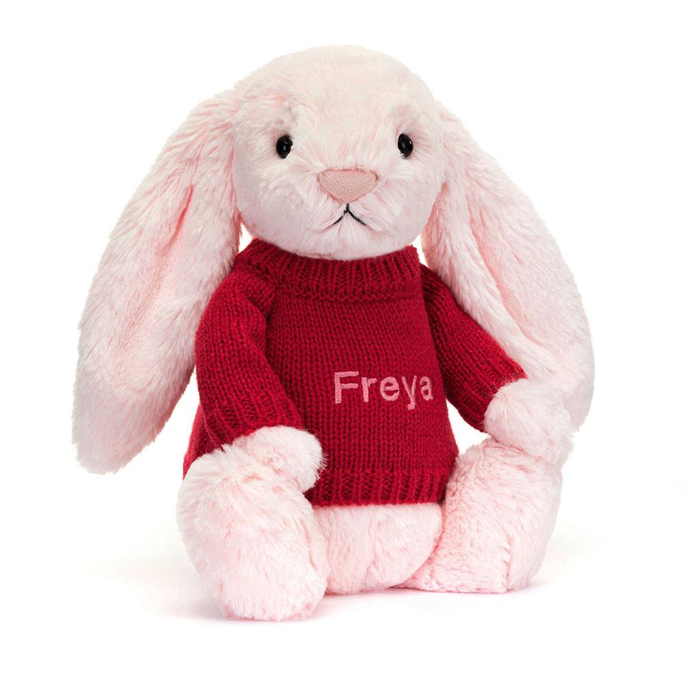 Jellycat Bashful Bunny with Personalised Jumper 31cm x 12cm x 9cm Discover Rosa | Deutschland  452-XKQOZC