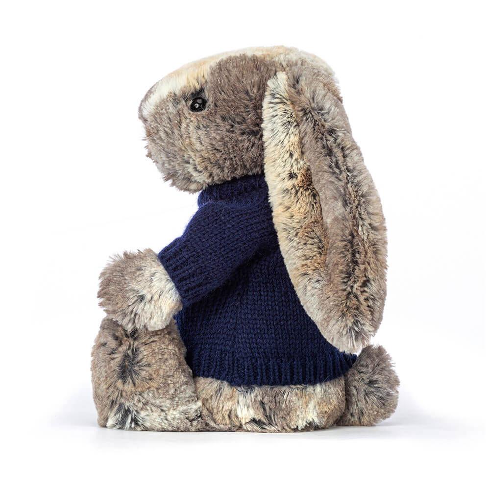 Jellycat Bashful Cottontail Bunny with Personalised Navy Jumper 31cm x 12cm x 9cm Discover Braun | Deutschland  680-BENKCZ