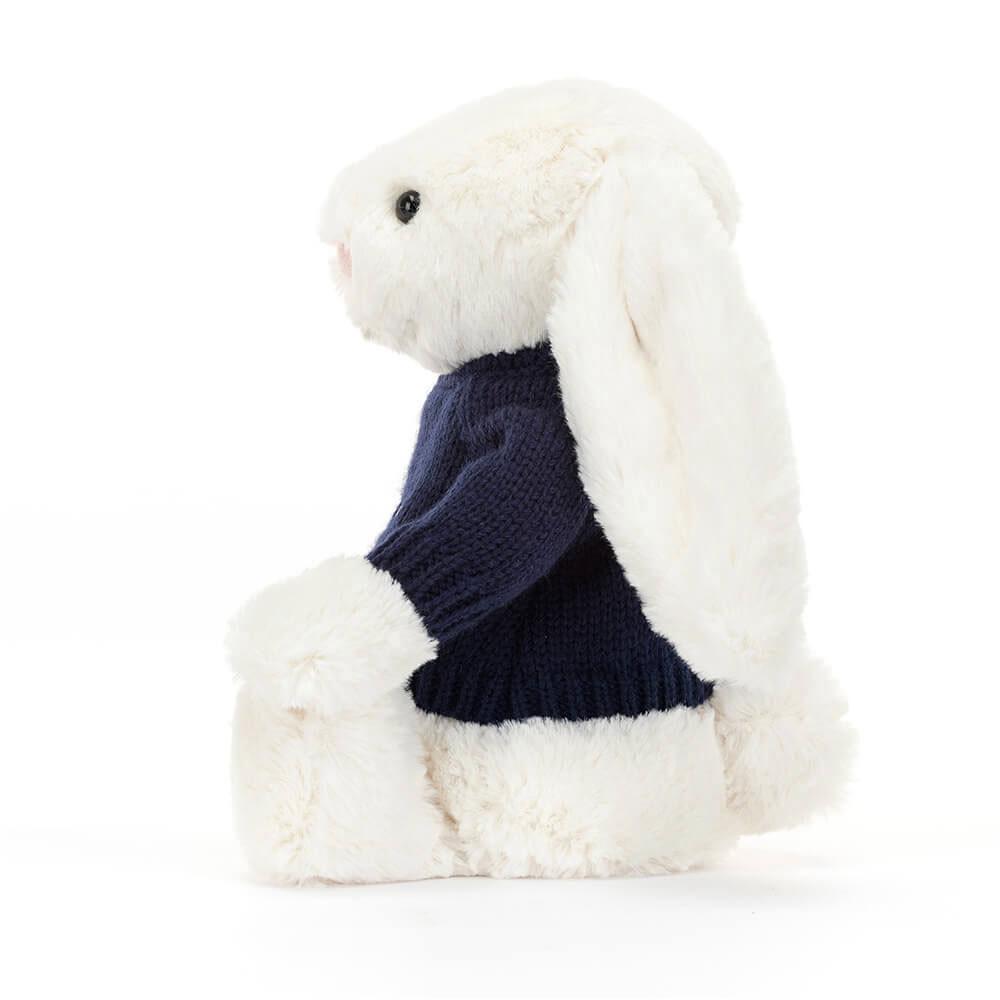 Jellycat Bashful Cream Bunny with Personalised Navy Jumper 31cm x 12cm x 9cm Discover Weiß | Deutschland  324-KUQPRL