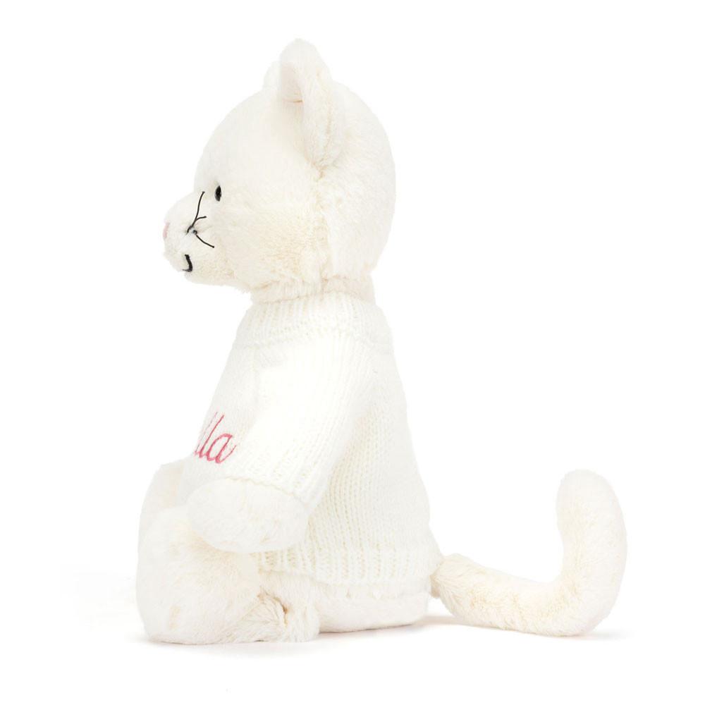 Jellycat Bashful Cream Kitten with Personalised Cream Jumper 31cm x 12cm x 9cm Discover Weiß | Deutschland  581-TLBORY