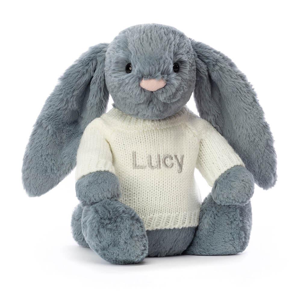 Jellycat Bashful Dusky Bunny with Personalised Cream Jumper 31cm x 12cm x 9cm Discover Blau | Deutschland  735-EJWFST