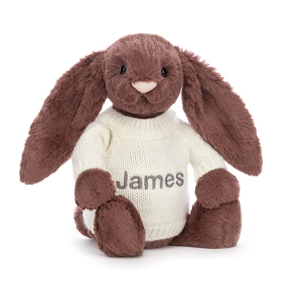 Jellycat Bashful Fudge Bunny with Personalised Cream Jumper 31cm x 12cm x 9cm Discover Braun | Deutschland  079-DTUVLC