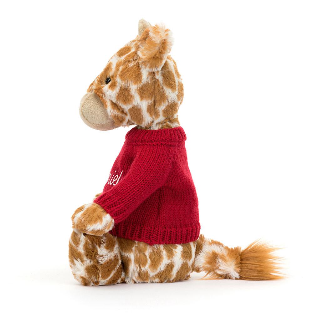Jellycat Bashful Giraffe with Personalised Jumper 31cm x 12cm x 9cm Discover Orange | Deutschland  536-PERQTN