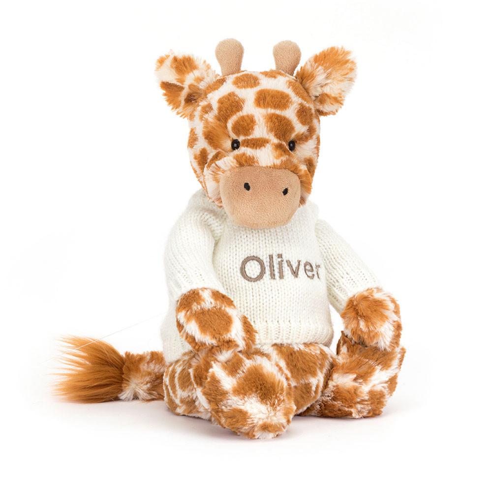 Jellycat Bashful Giraffe with Personalised Cream Jumper 31cm x 12cm x 9cm Discover Orange | Deutschland  253-HSWUVL