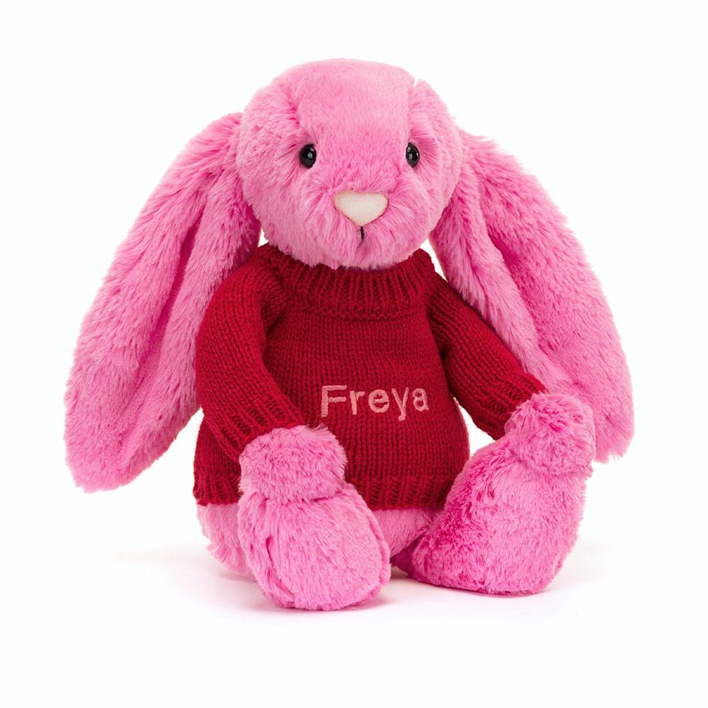 Jellycat Bashful Hot Bunny with Personalised Jumper 31cm x 12cm x 9cm Discover Rosa | Deutschland  214-MSLQTW