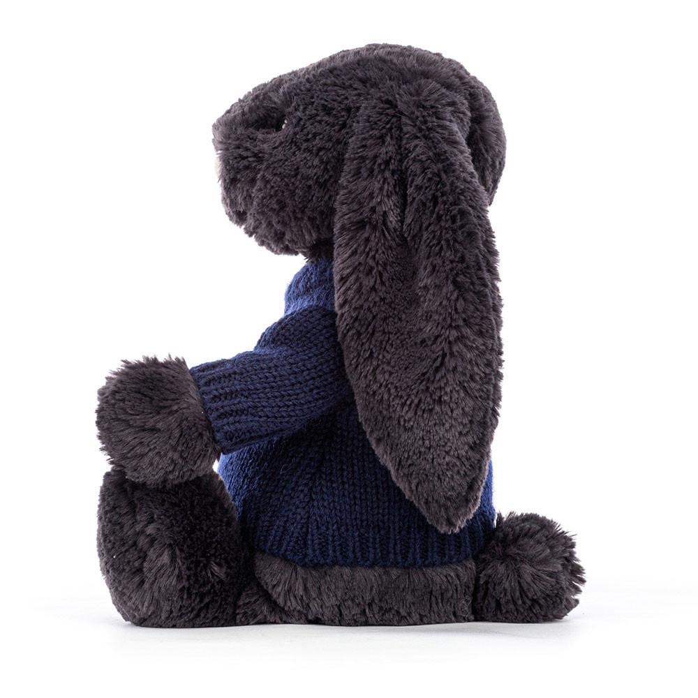 Jellycat Bashful Inky Bunny with Personalised Navy Jumper 31cm x 12cm x 9cm Discover Schwarz | Deutschland  536-NMQAPV