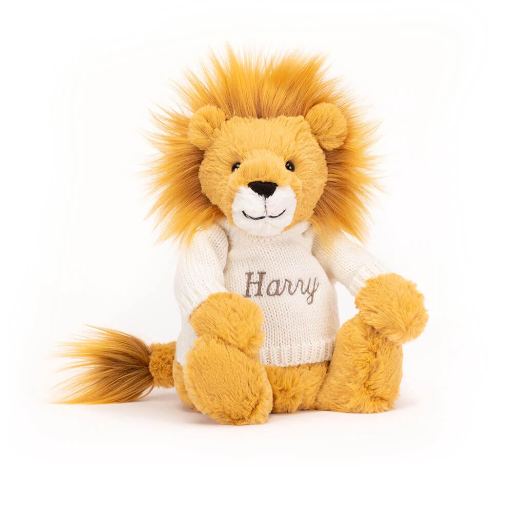 Jellycat Bashful Lion with Personalised Cream Jumper 31cm x 12cm x 9cm Discover Gelb | Deutschland  701-SIVWGN