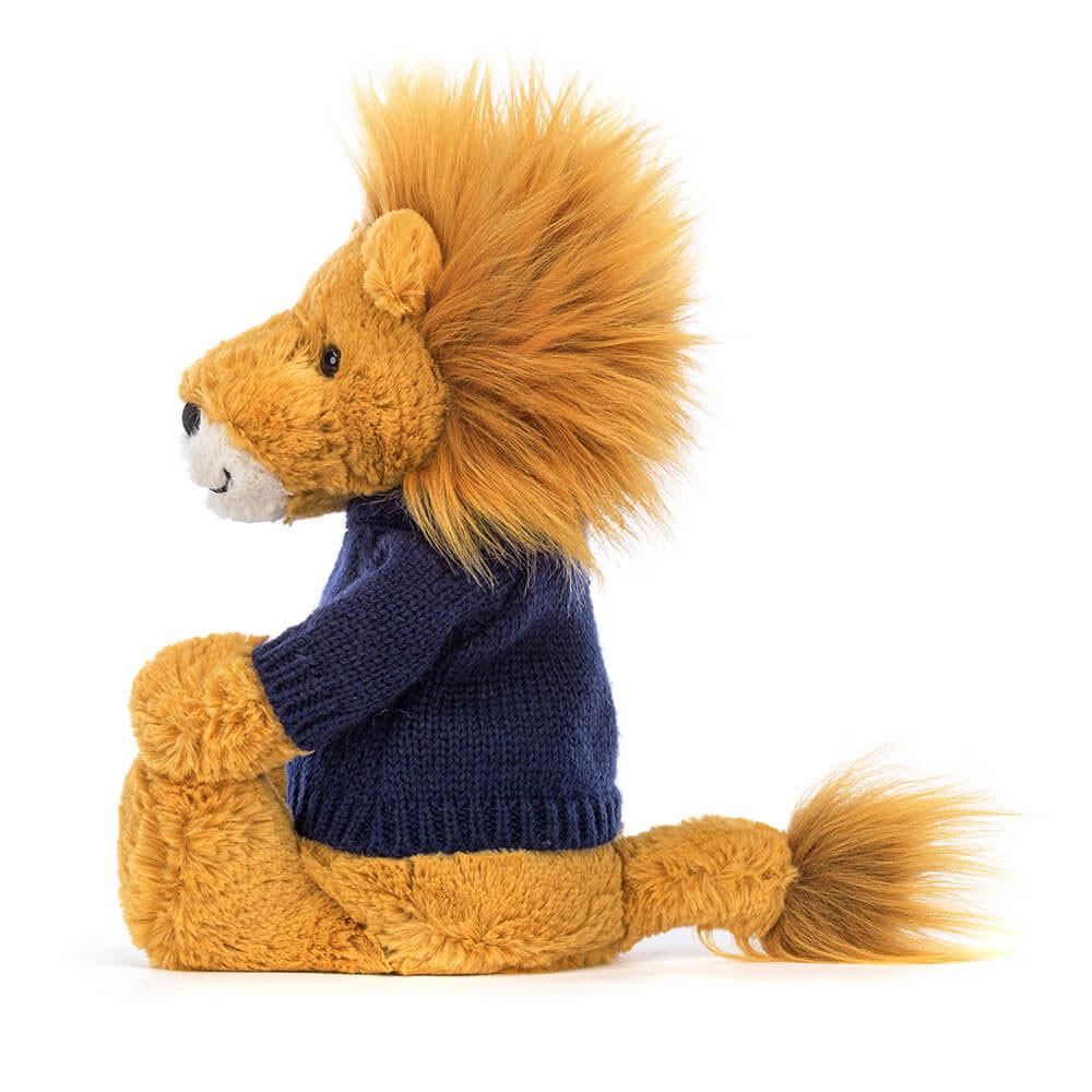 Jellycat Bashful Lion with Personalised Navy Jumper 31cm x 12cm x 9cm Discover Gelb | Deutschland  803-IFNJLG