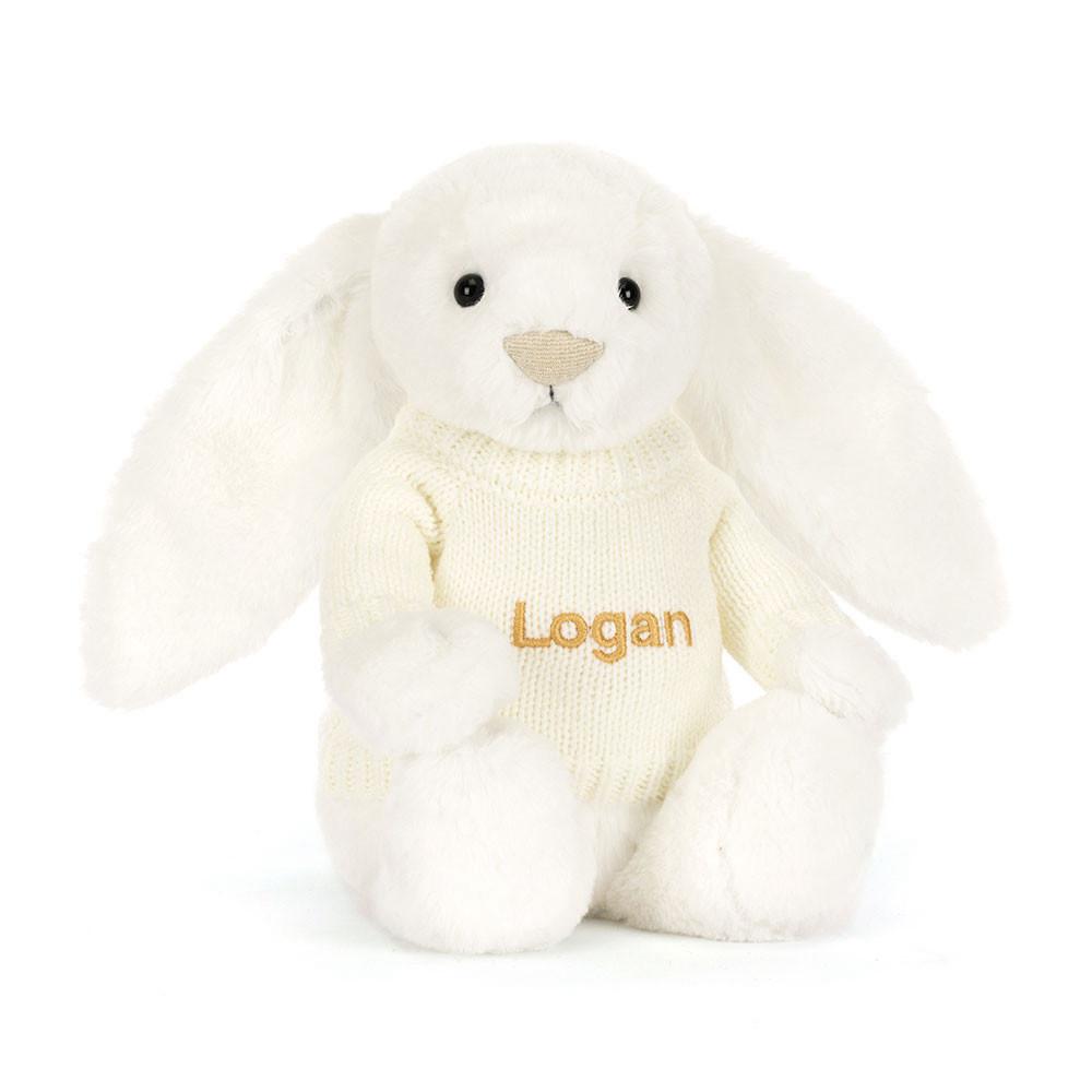 Jellycat Bashful Luxe Bunny Luna with Personalised Cream Jumper 31cm x 12cm x 9cm Discover Weiß | Deutschland  456-BKNEWL