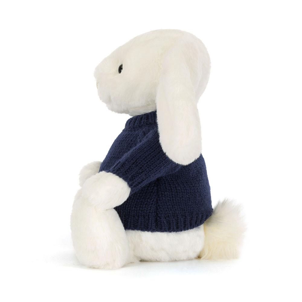 Jellycat Bashful Luxe Bunny Luna with Personalised Navy Jumper 31cm x 12cm x 9cm Discover Weiß | Deutschland  534-AQEUOI