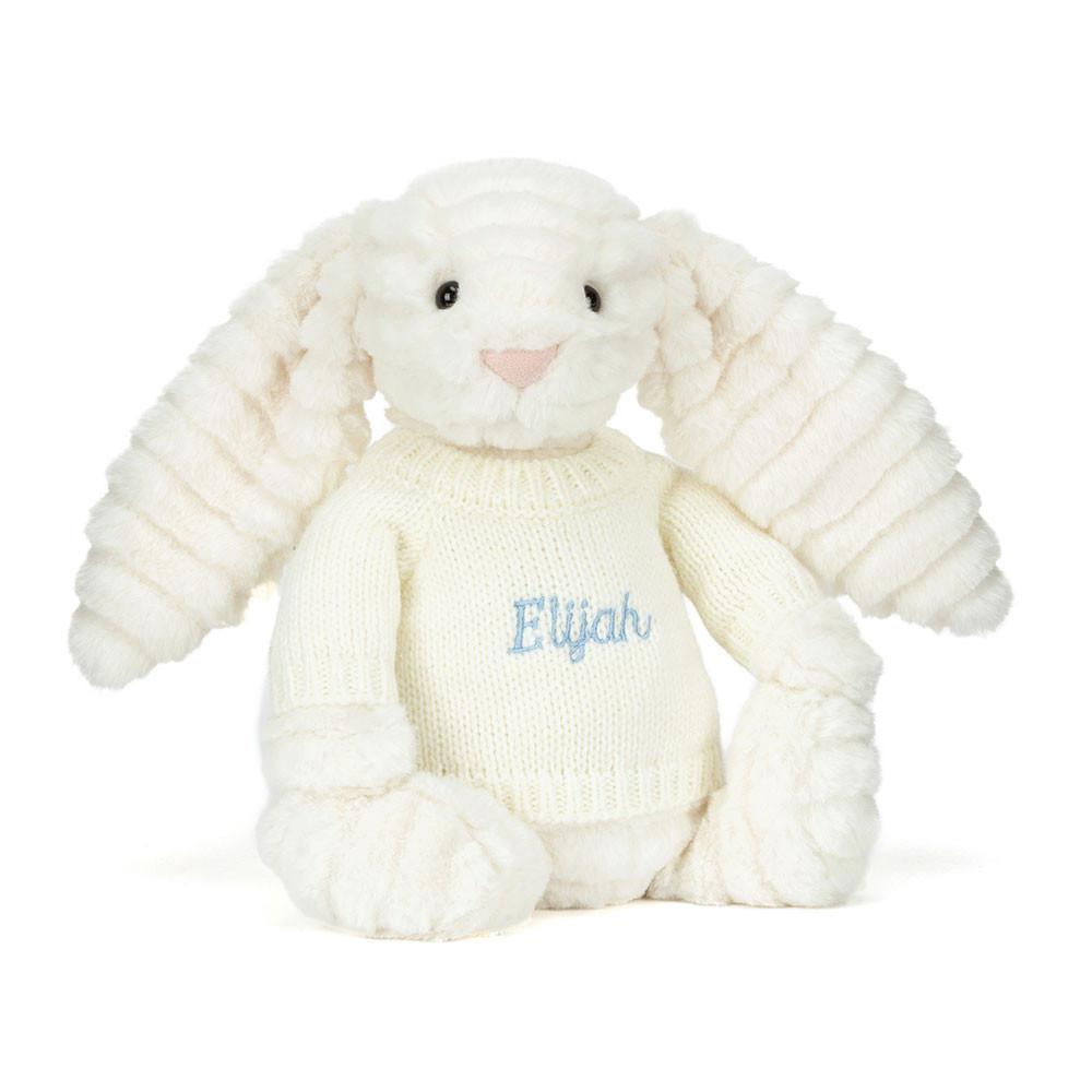 Jellycat Bashful Luxe Bunny Nimbus with Personalised Cream Jumper 31cm x 12cm x 9cm Discover Weiß | Deutschland  641-MYIVBL