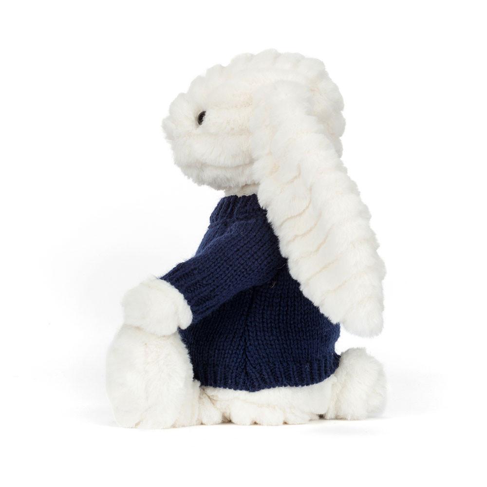Jellycat Bashful Luxe Bunny Nimbus with Personalised Navy Jumper 31cm x 12cm x 9cm Discover Weiß | Deutschland  623-YEWQMK