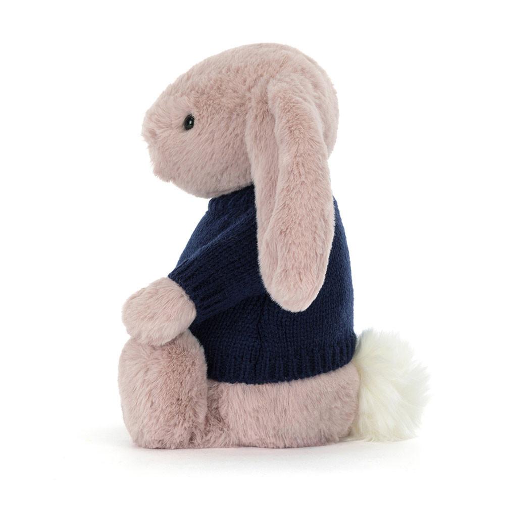 Jellycat Bashful Luxe Bunny Rosa with Personalised Navy Jumper 31cm x 12cm x 9cm Discover Rosa | Deutschland  019-DNMYQO