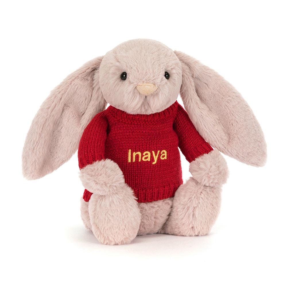 Jellycat Bashful Luxe Bunny Rosa with Personalised Jumper 31cm x 12cm x 9cm Discover Rosa | Deutschland  027-YZBVQS