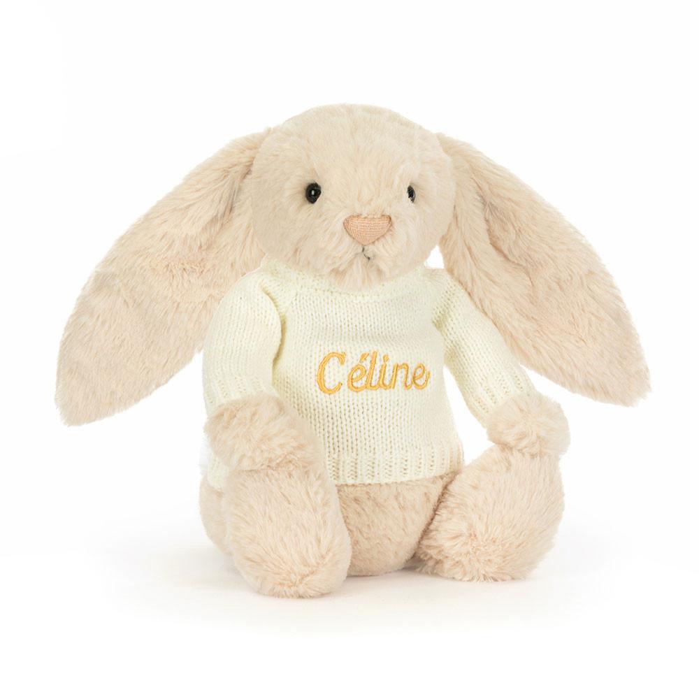 Jellycat Bashful Luxe Bunny Willow with Personalised Cream Jumper 31cm x 12cm x 9cm Discover Beige | Deutschland  592-SMDIZJ