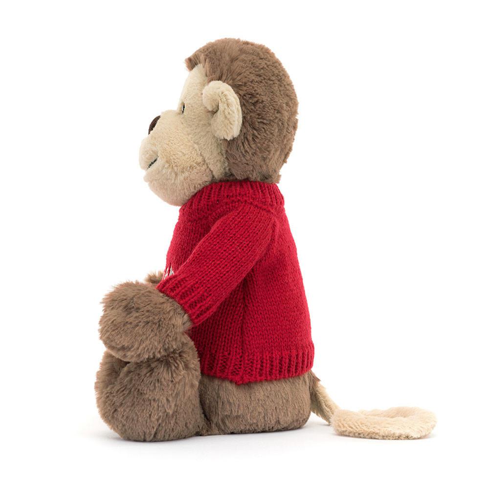 Jellycat Bashful Monkey with Personalised Jumper 31cm x 12cm x 9cm Discover Braun | Deutschland  892-MUFEJH