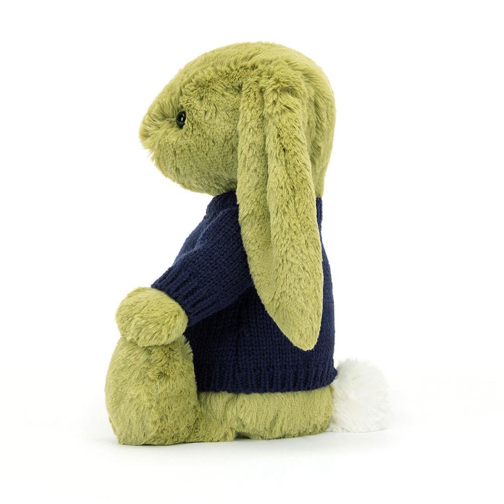 Jellycat Bashful Moss Bunny with Personalised Navy Jumper 31cm x 12cm x 9cm Discover Grün | Deutschland  315-FTLBGY