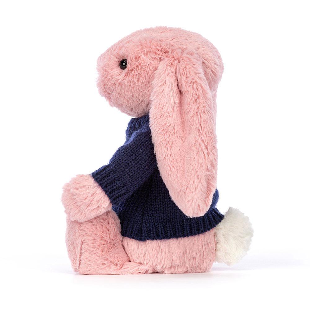 Jellycat Bashful Petal Bunny with Personalised Navy Jumper 31cm x 12cm x 9cm Discover Rosa | Deutschland  895-CTJVDF