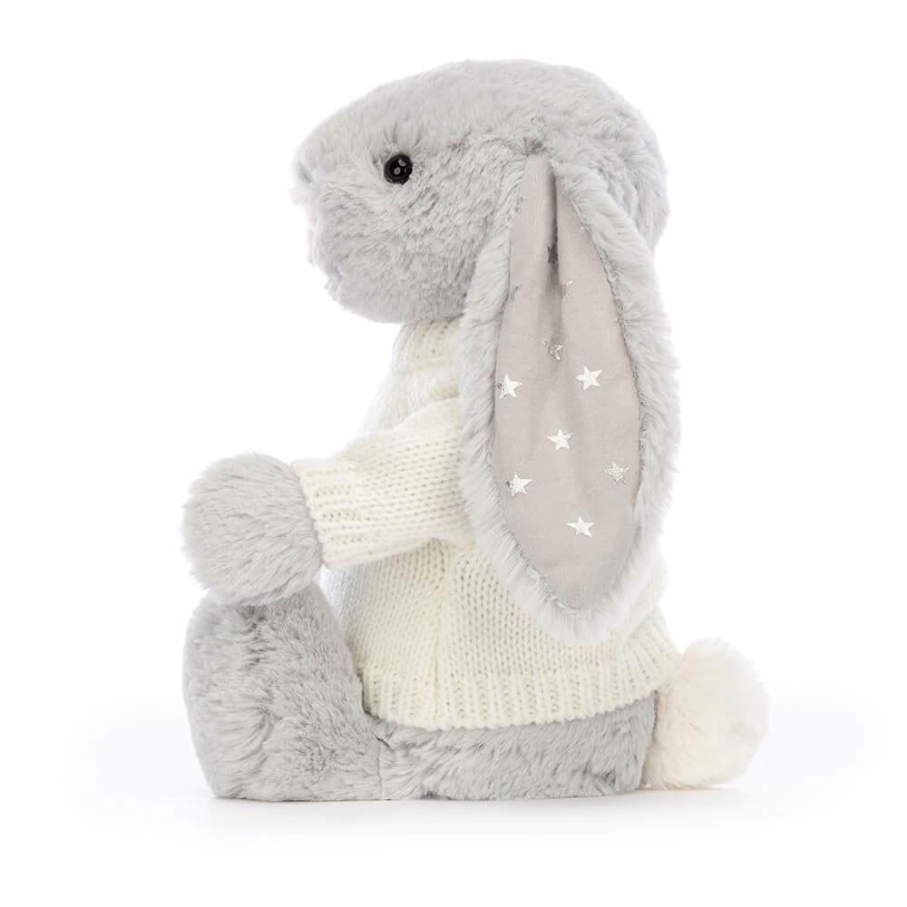 Jellycat Bashful Shimmer Bunny with Personalised Cream Jumper 31cm x 12cm x 9cm Discover Grau | Deutschland  629-OWKZYC