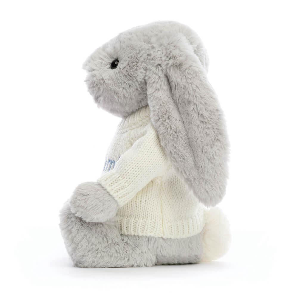 Jellycat Bashful Silver Bunny with Personalised Cream Jumper 31cm x 12cm x 9cm Baby & Books Grau | Deutschland  169-OIFTBA