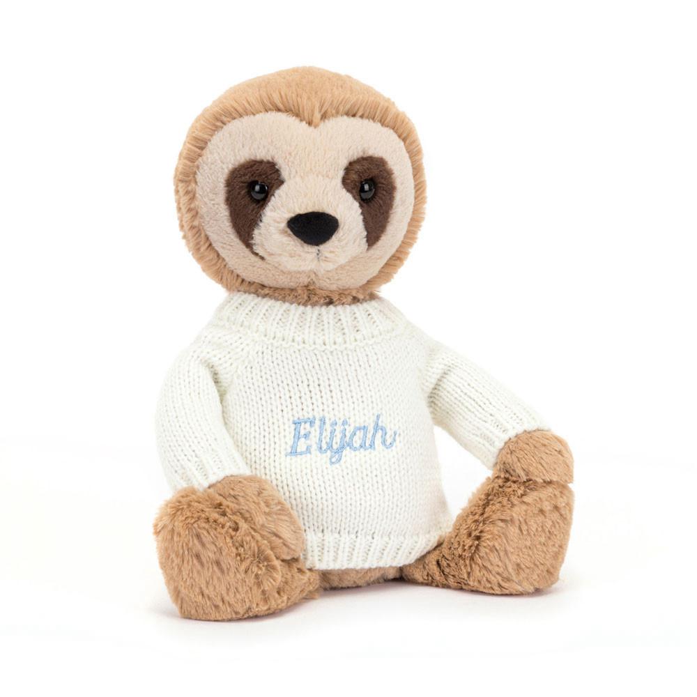 Jellycat Bashful Sloth with Personalised Cream Jumper 28cm x 10cm x 7cm Discover Beige | Deutschland  295-WSBQYG
