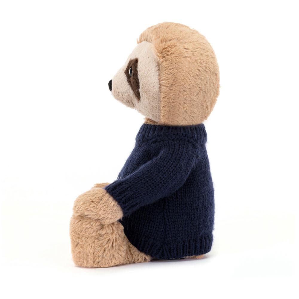 Jellycat Bashful Sloth with Personalised Navy Jumper 28cm x 10cm x 7cm Discover Beige | Deutschland  637-EBNMGU