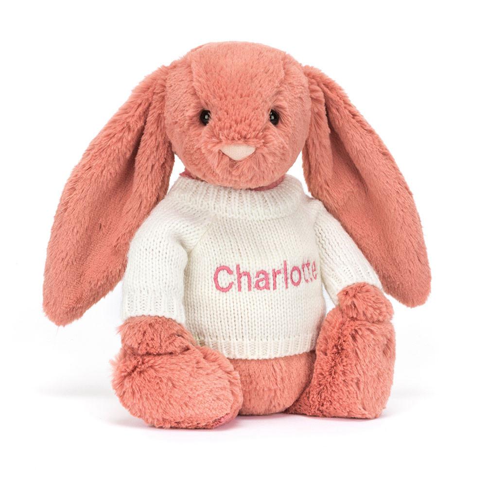 Jellycat Bashful Sorrel Bunny with Personalised Cream Jumper 31cm x 12cm x 9cm Discover Orange | Deutschland  805-CGUNJX