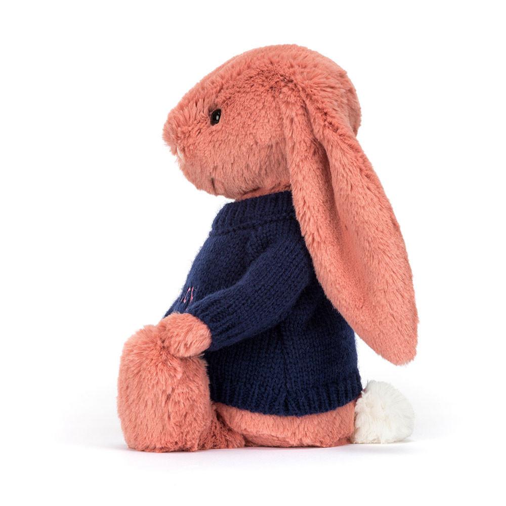 Jellycat Bashful Sorrel Bunny with Personalised Navy Jumper 31cm x 12cm x 9cm Discover Orange | Deutschland  132-RBUHWV