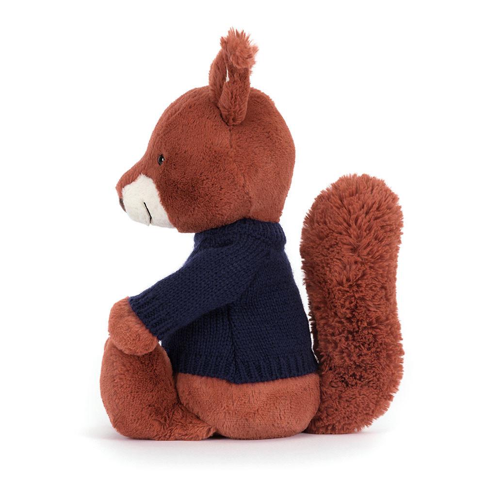 Jellycat Bashful Squirrel with Personalised Navy Jumper 31cm x 12cm x 9cm Discover Rot | Deutschland  458-UVOMWQ