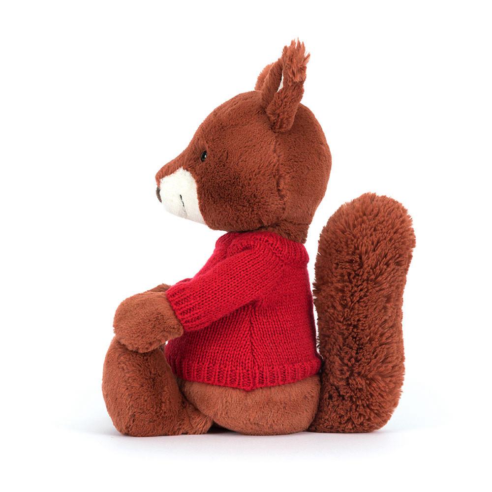 Jellycat Bashful Squirrel with Personalised Jumper 31cm x 12cm x 9cm Discover Rot | Deutschland  284-IHKQET