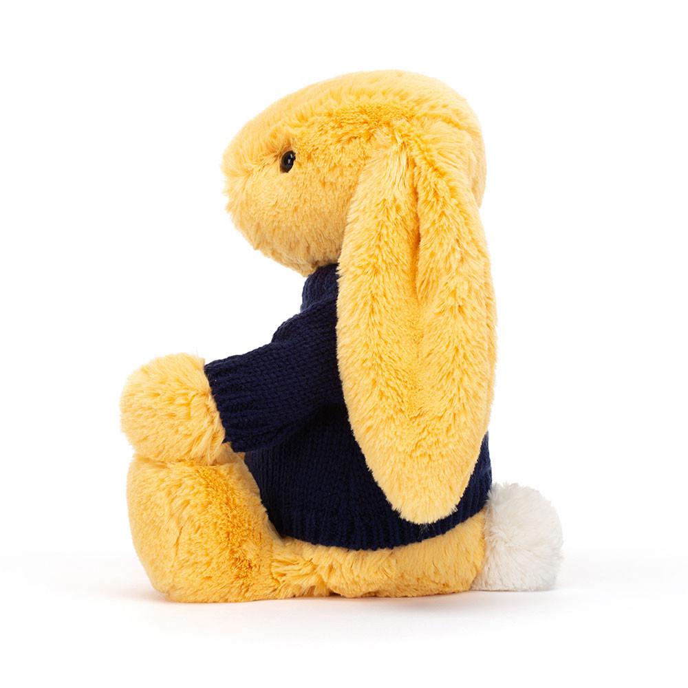 Jellycat Bashful Sunshine Bunny with Personalised Navy Jumper 31cm x 12cm x 9cm Discover Gelb | Deutschland  587-CDHJMP