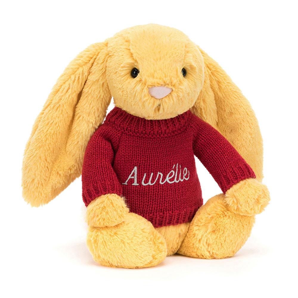 Jellycat Bashful Sunshine Bunny with Personalised Jumper 31cm x 12cm x 9cm Discover Gelb | Deutschland  491-YUIOKS