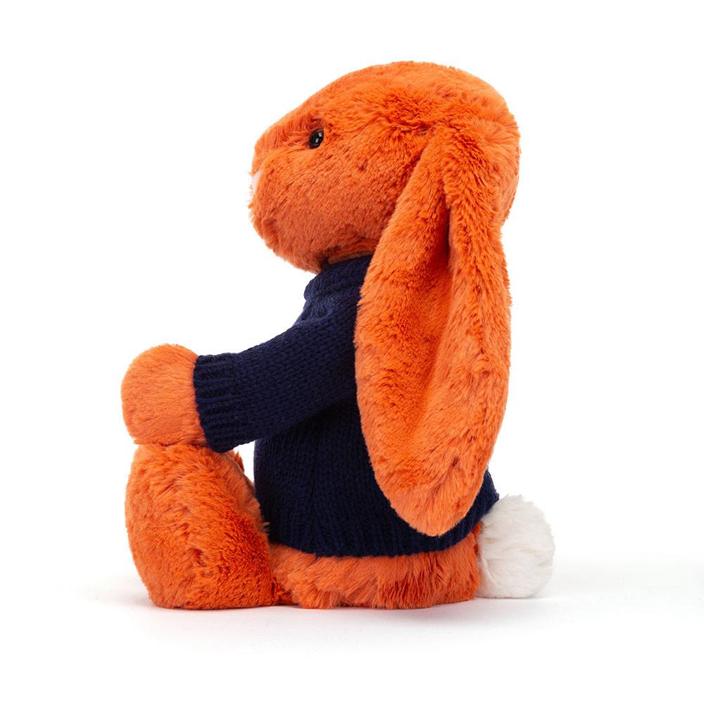 Jellycat Bashful Tangerine Bunny with Personalised Navy Jumper 31cm x 12cm x 9cm Discover Orange | Deutschland  985-CABNRY