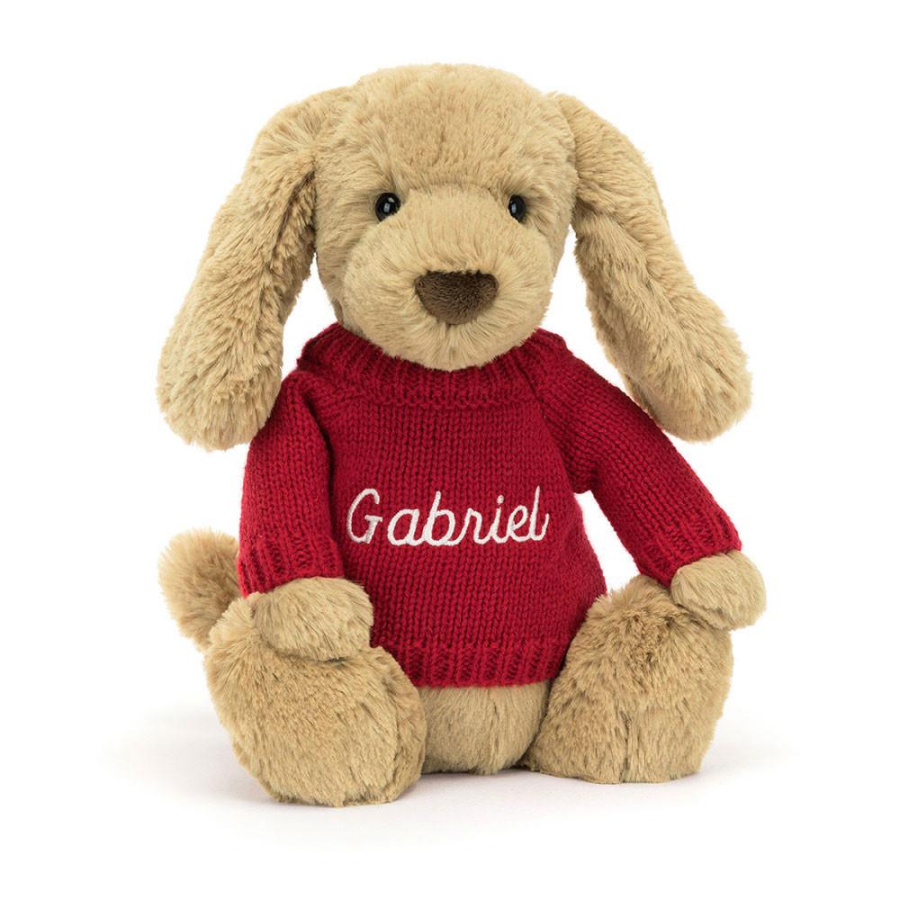 Jellycat Bashful Toffee Puppy with Personalised Jumper 31cm x 12cm x 9cm Discover Braun | Deutschland  854-HCDQML